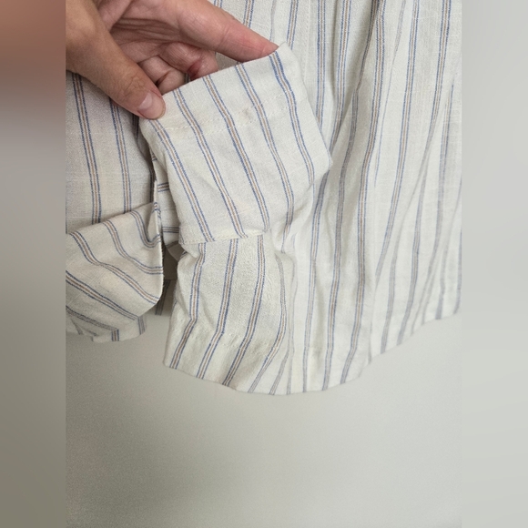 Gentle Fawn White and Blue Striped Linen Shorts with pockets boxer style | XL - Picture 4 of 5